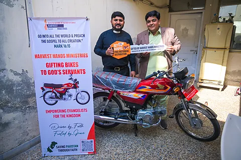 A pastor receives his motorbike