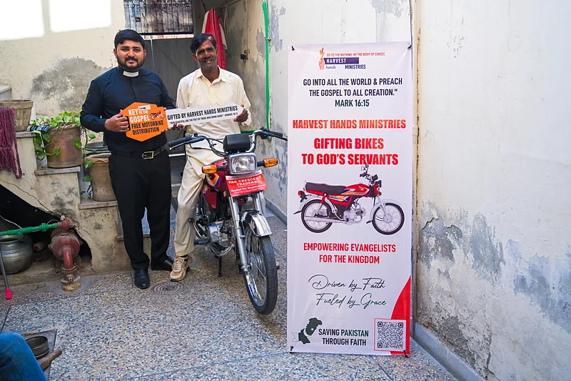 A pastor receives his motorbike