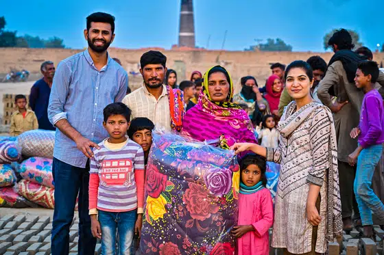 Winter blanket distribution at a brick kiln colony